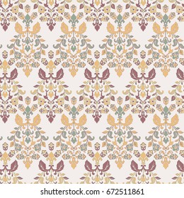 Vector textured print. Damask Seamless vintage pattern. Can be used for wallpaper, fabric, invitation