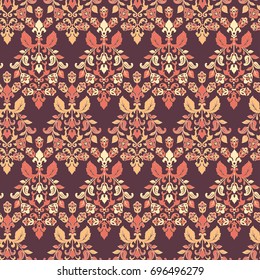Vector textured print. Damask Seamless vintage pattern. Can be used for wallpaper, fabric, invitation