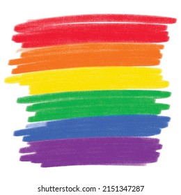 Vector textured rainbow pastel, color pencil, crayon stroke, colorful stripes in color of LGBT community. Artistic hand drawn background template, design element for Pride Month, LGBTQ celebration