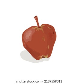 Vector textured red delicious apple hand drawn on white background, healthy summer fruit symbol art illustration, organic vegetarian vitamin juice food drawing symbol, fall harvest icon design 