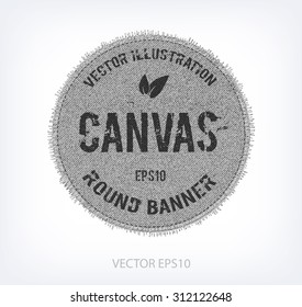 Vector textured rough canvas label with fringe