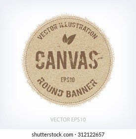 Vector textured rough canvas label with fringe