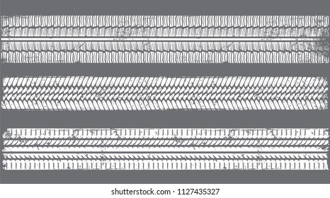 Vector Textured Tire Tracks.Grunge Tire Tracks.
