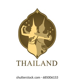 Vector of Thai art. Thailand woman dance logo design. 