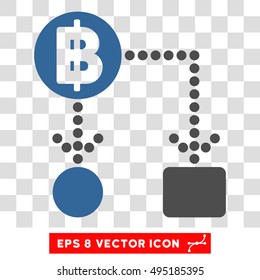 Vector Thai Baht Cashflow EPS vector pictogram. Illustration style is flat iconic bicolor cobalt and gray symbol on a transparent background.