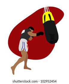 Vector - Thai boxing.He is currently training Thai boxing.It called Muay Thai.