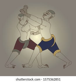 vector Thai Boxing(Mae Mai Muay Thai)