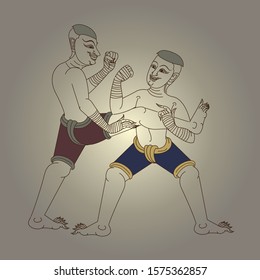 vector Thai Boxing(Mae Mai Muay Thai)