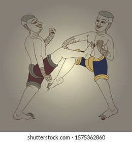 vector Thai Boxing(Mae Mai Muay Thai)