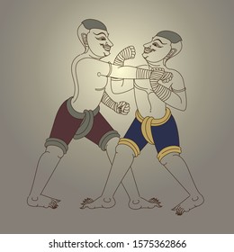 vector Thai Boxing(Mae Mai Muay Thai)