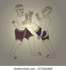 vector Thai Boxing(Mae Mai Muay Thai)