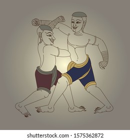 vector Thai Boxing(Mae Mai Muay Thai)