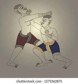 vector Thai Boxing(Mae Mai Muay Thai)