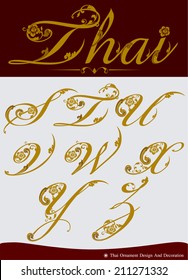 Vector of Thai Calligraphic Alphabet Set Three
