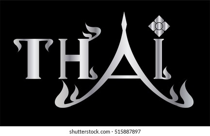 Vector of Thai Calligraphic Alphabet silver