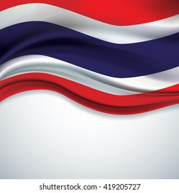 Vector Of Thai Flag Blowing In The Wind On White Background