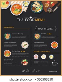 vector thai food restaurant menu template flat design