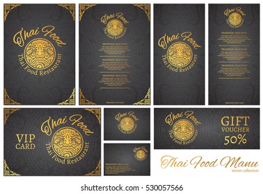 vector thai food restaurant menu template.thai tradition background