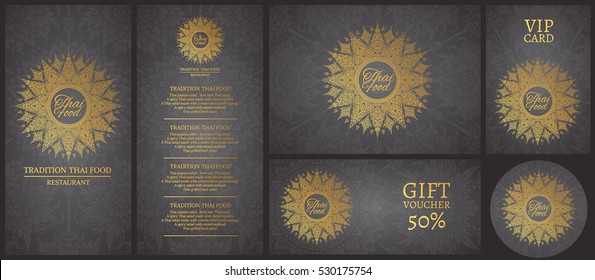 vector thai food restaurant menu template.thai tradition background