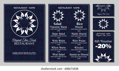 Vector thai food restaurant menu template.thai tradition background