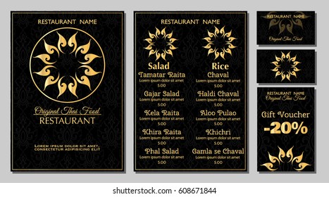 vector thai food restaurant menu template.thai tradition background