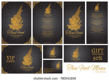 vector thai food restaurant menu template.thai tradition background