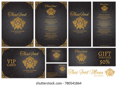 vector thai food restaurant menu template.thai tradition background