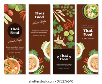 vector of Thai foods banner set,vertical banner design ,flat style 