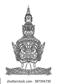 vector of Thai giant drawing on white background