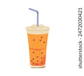 Vector thai Ice Milk Tea Cartoon Illustration Isolated