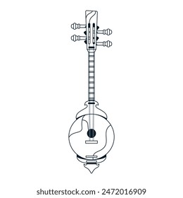 Vector Thai Instrument Musical Traditional Guitar Cartoon Illustration Isolated