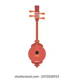 Vector Thai Instrument Musical Traditional Guitar Cartoon Illustration Isolated