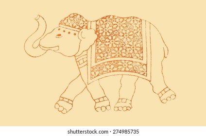 the vector of Thai King's elephant in the past which was completely appareled 