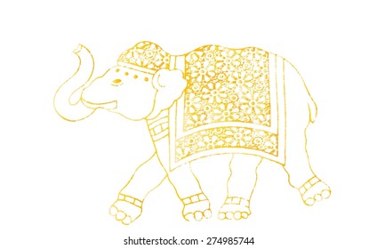 the vector of Thai King's elephant in the past which was completely appareled 