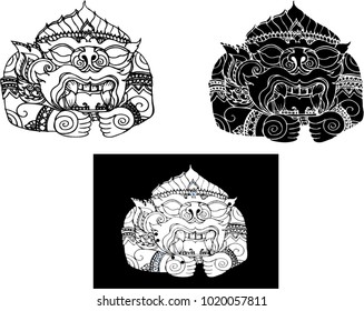 the vector of Thai line art design for card