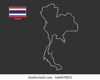 vector Thai map thin line style.