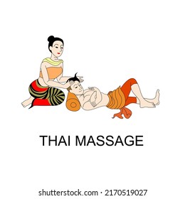 vector Thai massage in Thai ancient style illustration
