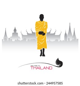 vector Thai monk illustration