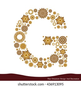 Vector of Thai ornament design in alphabet type G shape.