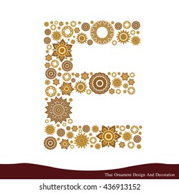 Vector of Thai ornament design in alphabet type E shape.