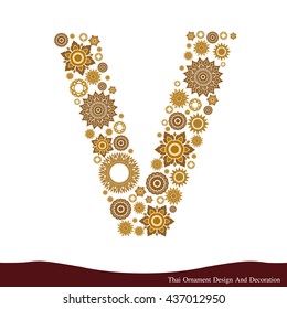 Vector of Thai ornament design in alphabet type V shape.