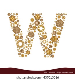 Vector of Thai ornament design in alphabet type W shape.