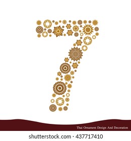 Vector of Thai ornament design in alphabet type of number seven shape.