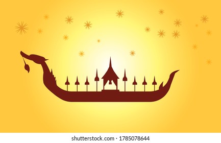 Vector of Thai Royal Barge Suphannahong on the River of Thailand.