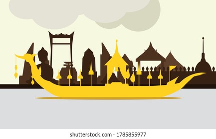 Vector del Royal Barge Suphannahong tailandés en el río de Tailandia.