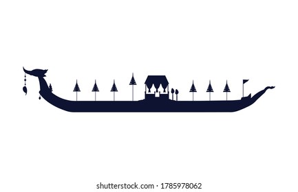 Vektorgrafik von Thai Royal Barge Suphannahong am Fluss Thailand.