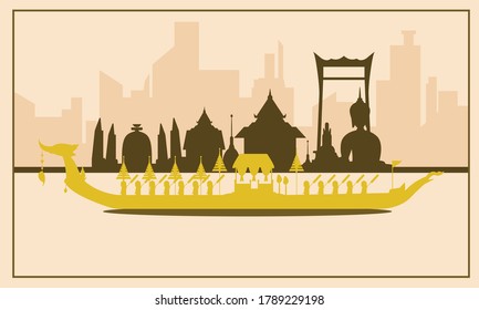 Vector del Royal Barge Suphannahong tailandés en el río de Tailandia.