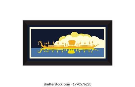 Vector del Royal Barge Suphannahong tailandés en el río de Tailandia.