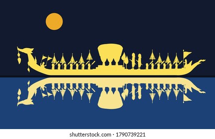 Vector of Thai Royal Barge Suphannahong on the River of Thailand.