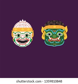 Vector of Thai traditional mask - Hua Khon.